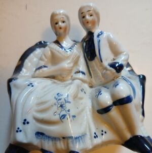 Porcelain Couple Figurine in Blue and White